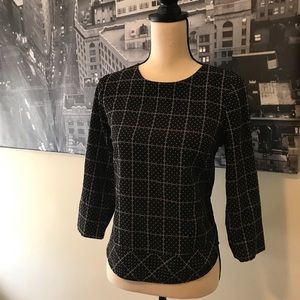 Black and white Boat Neck Cropped Blouse